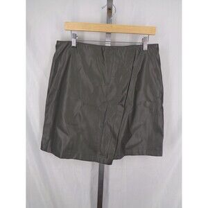 Bishop Young Gray Faux Leather Skirt Size Large